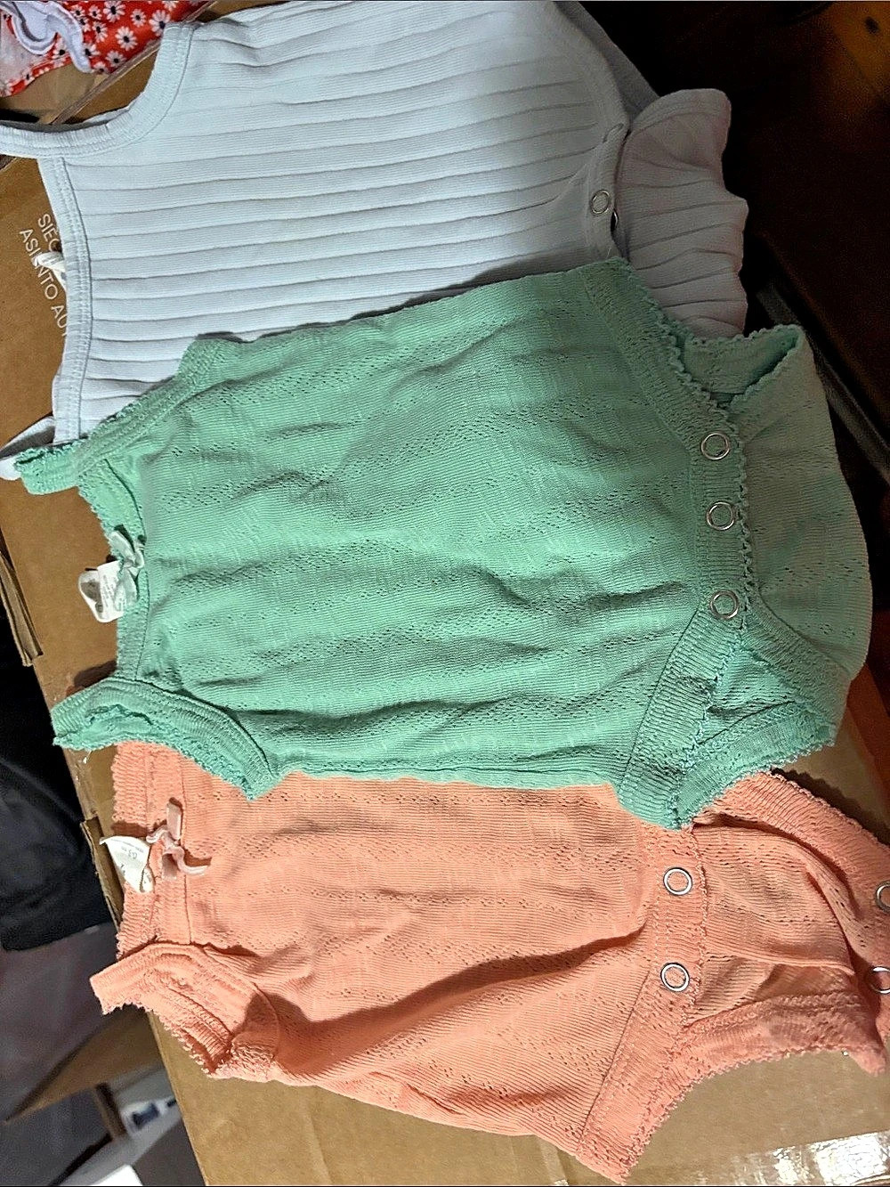 Kate Quinn Tank Bodysuit Baby 0-3M Green & Blue & Peach